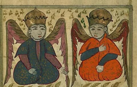 The Angels Munkar and Nakir, from al-Qazwini's Wonders of Creation, an Ottoman copy by Muhammad ibn Muhammad Shakir Ruzmah-'i Nathani (1717), Walters Art Museum, Baltimore