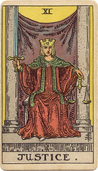 Justice, from the Rider–Waite–Smith tarot of 1909