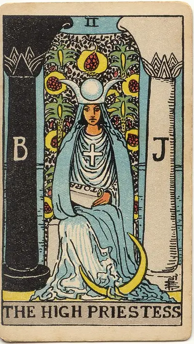 The High Priestess, from the Rider–Waite–Smith tarot of 1909