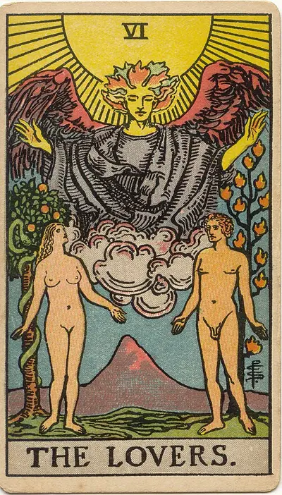 The Lovers, from the Rider–Waite–Smith tarot of 1909