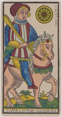 Knight of Pentacles in the Tarot de Marseille tarot