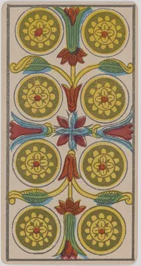 Eight of Pentacles in the Tarot de Marseille tarot