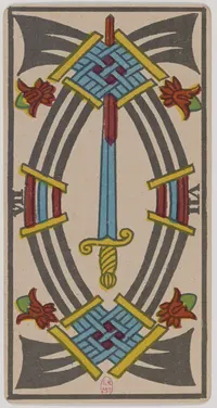 Seven of Swords in the Tarot de Marseille tarot