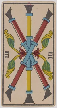 Three of Wands in the Tarot de Marseille tarot