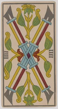 Four of Wands in the Tarot de Marseille tarot