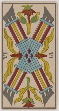 Six of Wands in the Tarot de Marseille tarot
