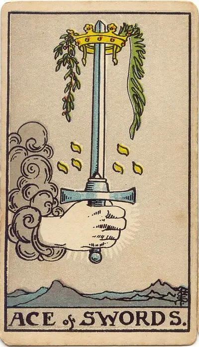 Ace of Swords, from the Rider–Waite–Smith tarot of 1909