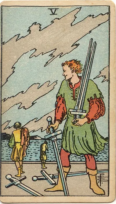 Five of Swords, from the Rider–Waite–Smith tarot of 1909