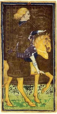 Knight of Cups in the Visconti-Sforza tarot