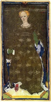 Queen of Cups in the Visconti-Sforza tarot