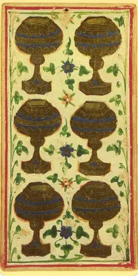 Six of Cups in the Visconti-Sforza tarot