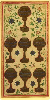 Seven of Cups in the Visconti-Sforza tarot
