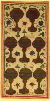 Eight of Cups in the Visconti-Sforza tarot