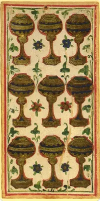 Nine of Cups in the Visconti-Sforza tarot
