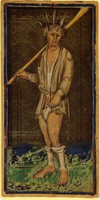 The Fool in the Visconti-Sforza tarot