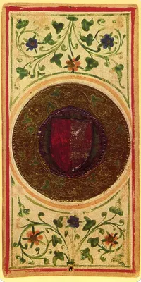 Ace of Pentacles in the Visconti-Sforza tarot