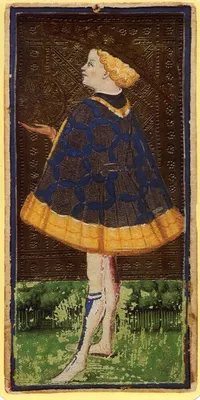 Page of Pentacles in the Visconti-Sforza tarot