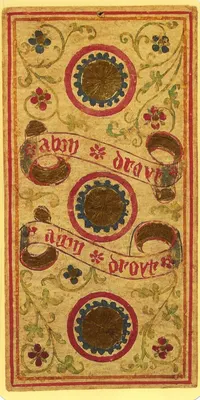 Three of Pentacles in the Visconti-Sforza tarot