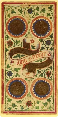 Four of Pentacles in the Visconti-Sforza tarot