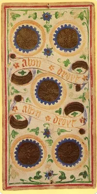 Five of Pentacles in the Visconti-Sforza tarot