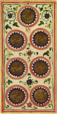 Seven of Pentacles in the Visconti-Sforza tarot