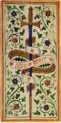 Ace of Swords in the Visconti-Sforza tarot