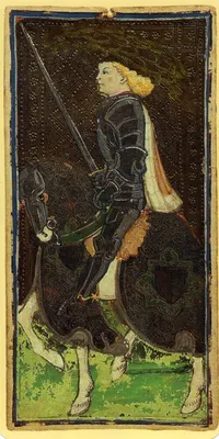 Knight of Swords in the Visconti-Sforza tarot
