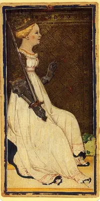 Queen of Swords in the Visconti-Sforza tarot