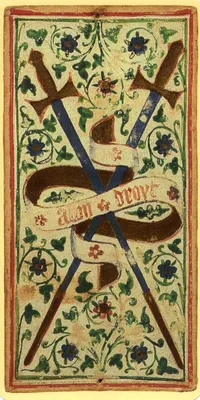 Two of Swords in the Visconti-Sforza tarot