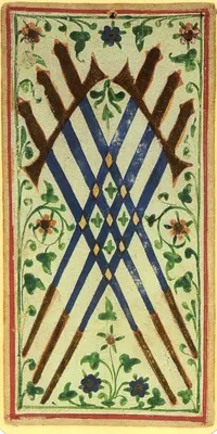 Six of Swords in the Visconti-Sforza tarot