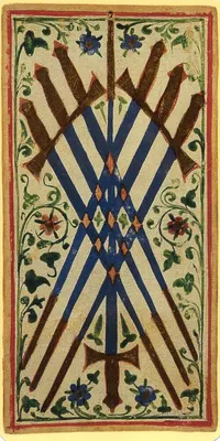 Seven of Swords in the Visconti-Sforza tarot