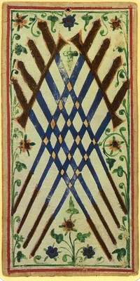 Eight of Swords in the Visconti-Sforza tarot