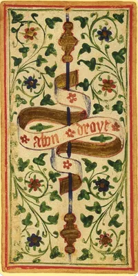 Ace of Wands in the Visconti-Sforza tarot