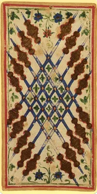 Ten of Wands in the Visconti-Sforza tarot