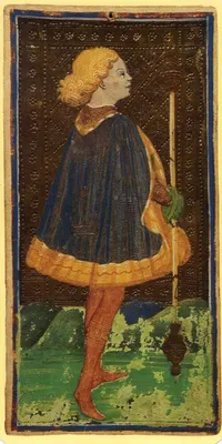 Page of Wands in the Visconti-Sforza tarot
