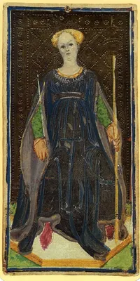 Queen of Wands in the Visconti-Sforza tarot