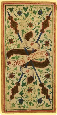 Two of Wands in the Visconti-Sforza tarot