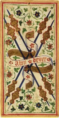 Four of Wands in the Visconti-Sforza tarot