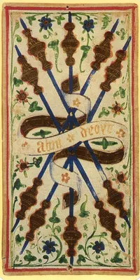 Five of Wands in the Visconti-Sforza tarot