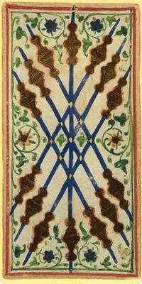 Seven of Wands in the Visconti-Sforza tarot