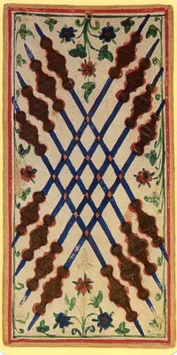 Eight of Wands in the Visconti-Sforza tarot