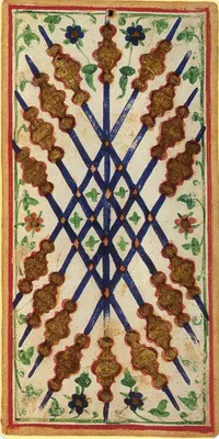 Nine of Wands in the Visconti-Sforza tarot
