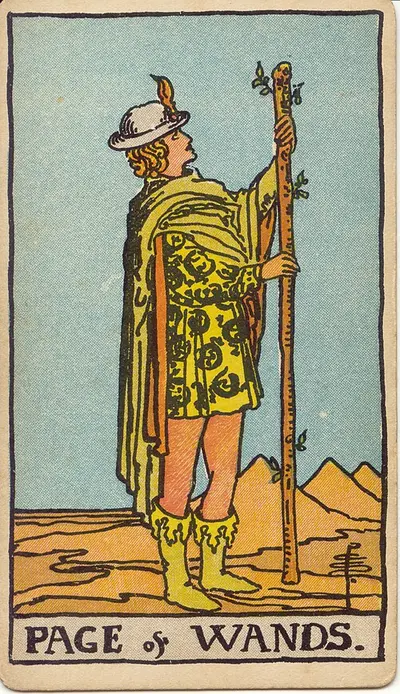Page of Wands, from the Rider–Waite–Smith tarot of 1909