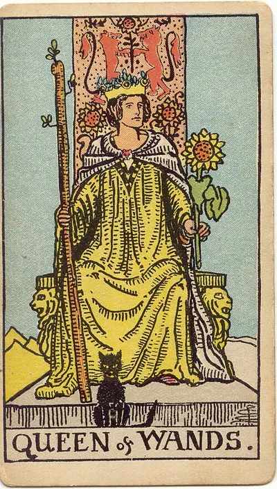 Queen of Wands, from the Rider–Waite–Smith tarot of 1909