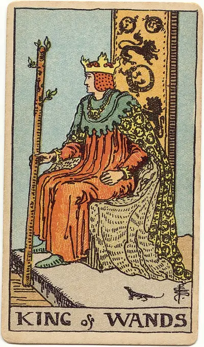 King of Wands, from the Rider–Waite–Smith tarot of 1909